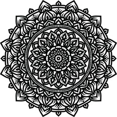 Mandala art or circular pattern for page decoration card, adult coloring book, logo, meditation poster, henna, mehndi, tattoo.
