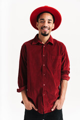 Positive young man posing isolated