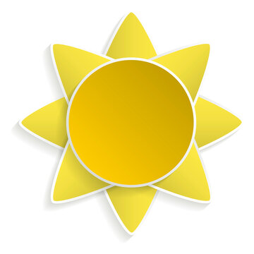 Sun, Color. Vector Illustration That Simulates The Cut Out Paper Style Of A Radiant Sun.