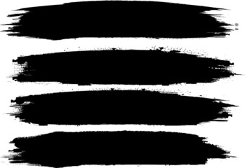 Grunge Paint stripe . Vector brush Stroke . Distressed banner . Black isolated paintbrush collection . Modern Textured shape . Dry border in Black .  - obrazy, fototapety, plakaty