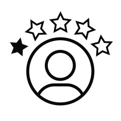 Customer experience or 5 star satisfaction rating flat vector icon for review apps and websites