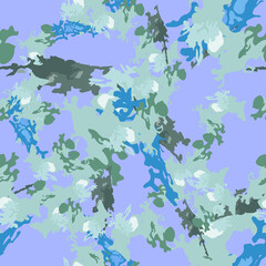 Winter camouflage of various shades of violet, blue and green colors