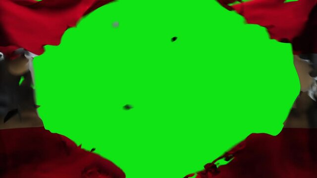 3D animation of Austria Flag being Ripped, Green Screen Chromakey