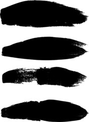 Grunge Paint stripe . Vector brush Stroke . Distressed banner . Black isolated paintbrush collection . Modern Textured shape . Dry border in Black . 