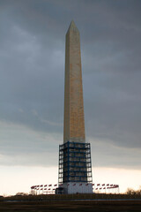 Washington Monument im Bau mit Gerüst