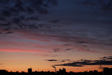 sunrise, city, nature, clouds, flowers