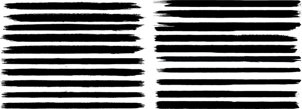 Grunge Paint stripe . Vector brush Stroke . Distressed banner . Black isolated paintbrush collection . Modern Textured shape . Dry border in Black . 