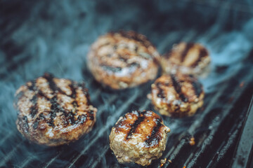 grilled burger on the grill