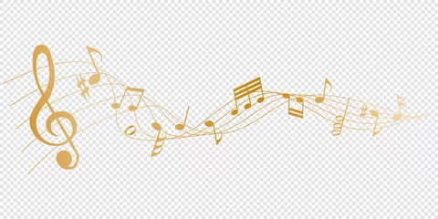 Poster golden musical notes melody on transparent background © agrus