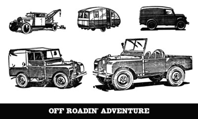 set of vintage cars vector
