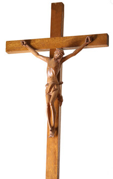 wooden crucifix with the statue of jesus symbol of the catholic
