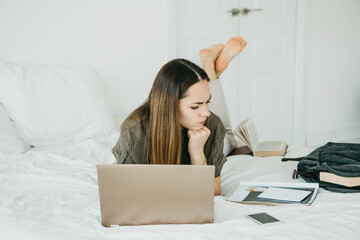 Student girl doing homework