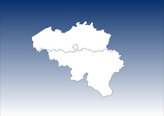 Mapa Belgii z podziałem terytorialnym - obrazy, fototapety, plakaty