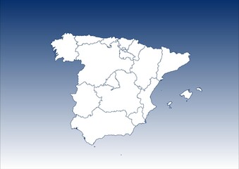 Mapa Hiszpanii z podziałem terytorialnym - obrazy, fototapety, plakaty