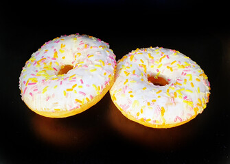 mouth-watering, colorful, patterned donuts with icing