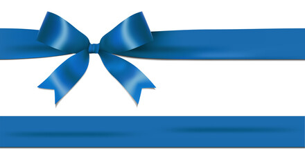 Shiny blue ribbon bow isolated on white background with copy space. For using special days. 
