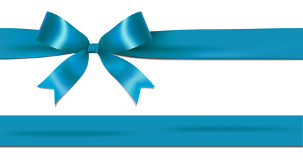 Shiny blue ribbon bow isolated on white background with copy space. For using special days. 