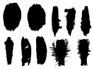 Vector Grunge Elements Set . Halftones , Corners , Splats , Brush Strokes , Textures and Ink Blots for your Design .