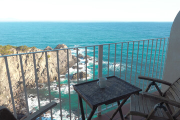 terrace with sea views