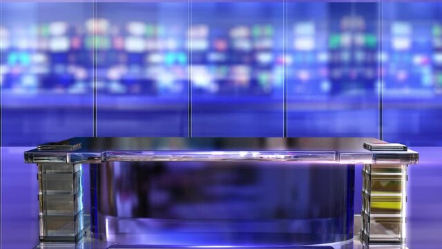 TV studio background with a glass table