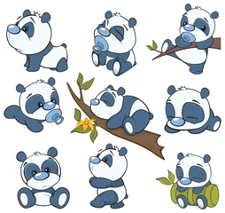 Foto op Aluminium Illustratie van een schattig stripfiguur Panda voor jou ontwerp en computerspel © liusa
