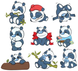 Gordijnen Illustratie van een schattig stripfiguur Panda voor jou Ontwerp en computerspel © liusa