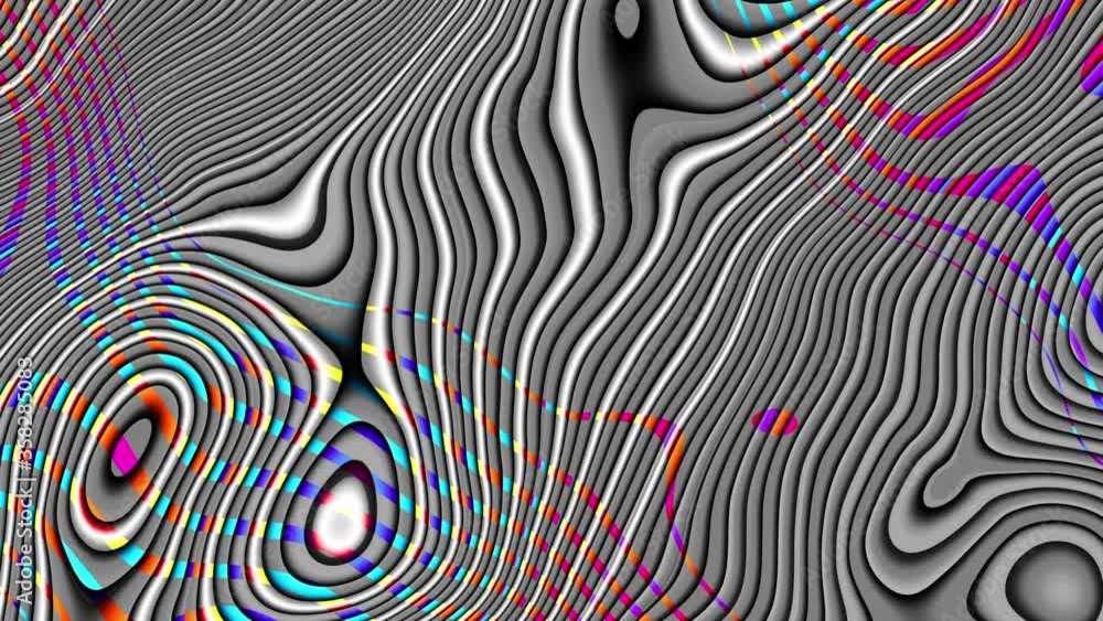Poster transforming abstract background. psychedelic wavy animated abstract curved shapes. looping footage.
