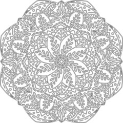 Vector linear isolated ornamental black and white hand drawn mandala