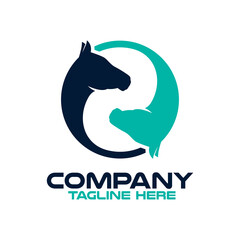 Two horses in a circle logo.Vector illustration.