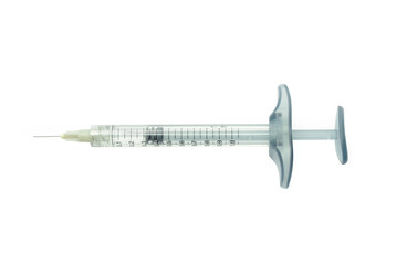Plastic syringe isolated on white background