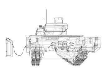 Electric Tank Charging Station Sketch. Vector