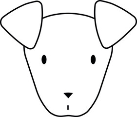 Vector linear icon of cute cartoon dog or puppy head, isolated on white background