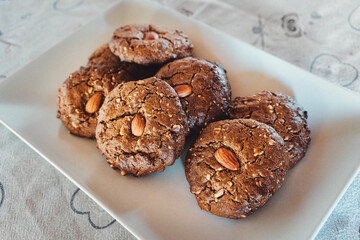 Almond cookies in a tray