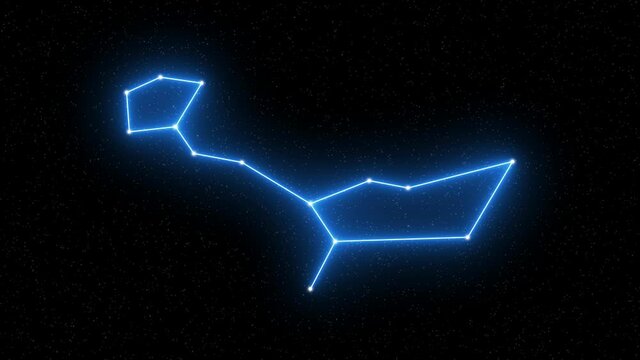 Cetus - Animated zodiac constellation and horoscope symbol with  starfield space background