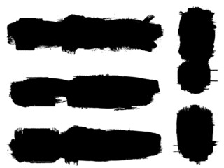 Grunge Paint Roller . Vector brush Stroke . Distressed banner . Black stripes isolated. paintbrush collection . Modern Textured shape . Dry border in Black . Bulge lines