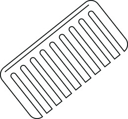 Vector linear icon of hairbrush, isolated on white background