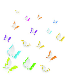 Abstract Paper Cut Color Butterfly On White Background Vector Design