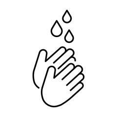 A simple icon for washing hands with water to prevent diseases of bacteria viruses and coronaviruses
