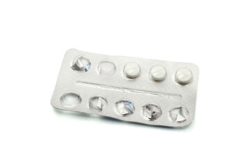Empty pack of drugs on a white background