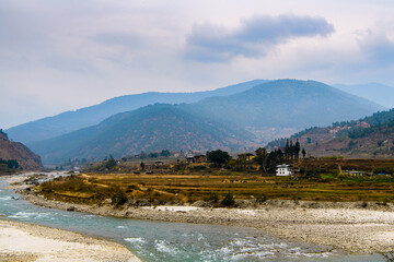 Beautiful river and nature of Bhutan, Asia