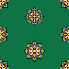 Seamless vector background of abstract decorative flower heads