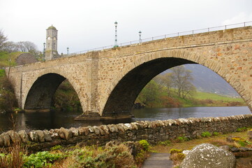 Fototapeta na wymiar The bridge over the river at Helmsdale, Sutherland, Scotland, UK.