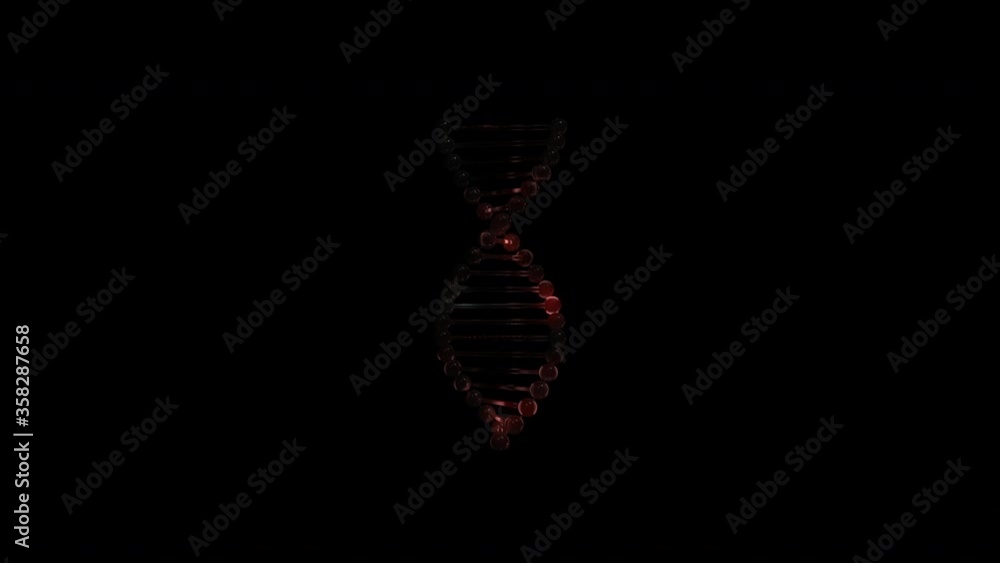 Aufkleber 3d rendering of a spiral looking dna twisting around its axis over black background.