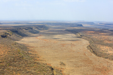 Fototapeta na wymiar Aerial view of the Great Rift Valley, Kenya. The Great Rift Valley is part of an intra-continental ridge system that runs through Kenya from north to south.