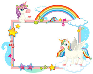 Cute unicorn with blank banner music theme