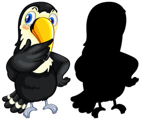 Toucan with its silhouette