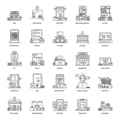 
Online Shopping line Icons Pack 
