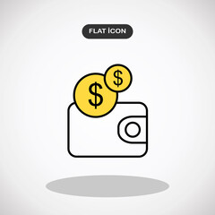 Dollar wallet money outline icon.