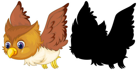 Owl with its silhouette