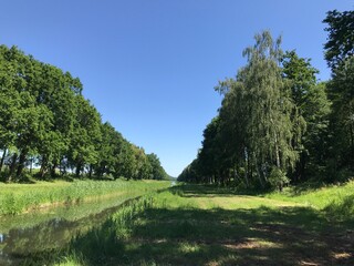 landschaft graben wiese feld wandern joggen naherholung